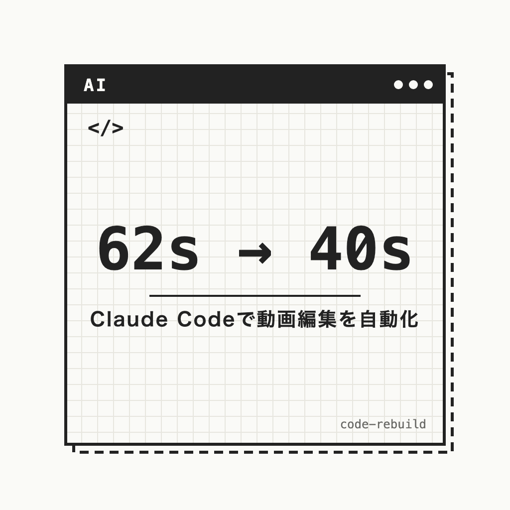 62s → 40s（Claude Codeで動画編集を自動化）