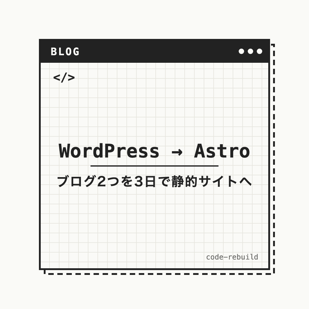 WordPress → Astro（ブログ2つを3日で静的サイトへ）